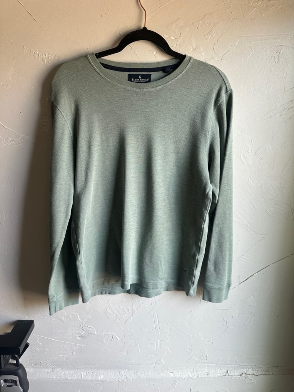 Tailor Vintage Sage Green Long Sleeve Tee Minimalist Normcore Preppy Basic Sz‎ S